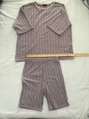 Women’s Ribbed Two-Piece Coord Set - Light Mauve size medium
